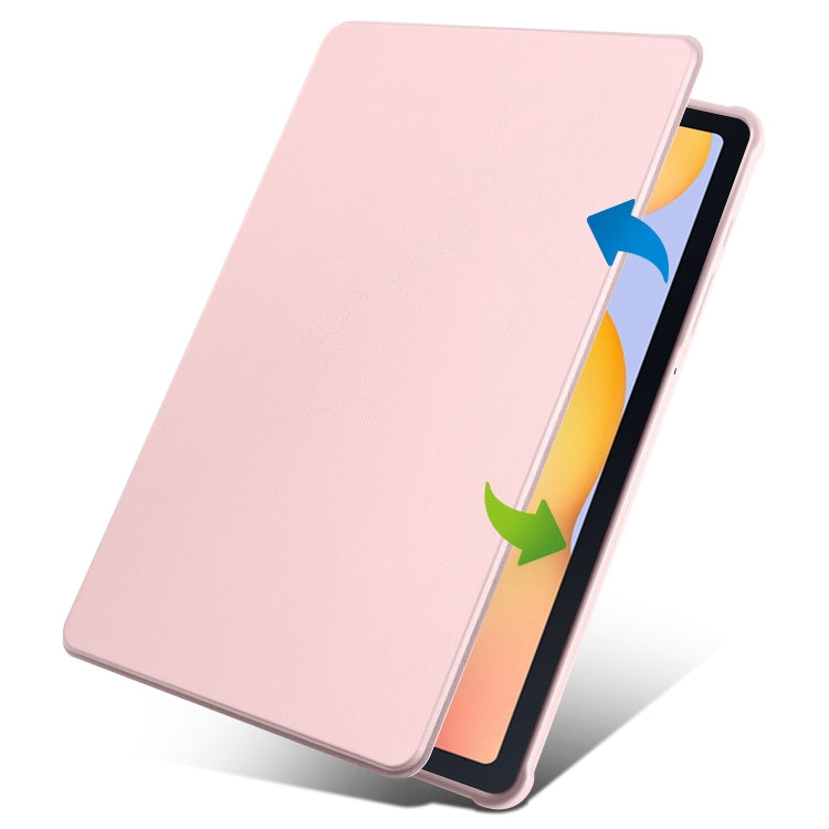 For Samsung Galaxy Tab S6 Lite P610 Acrylic 360 Degree Rotation Smart Tablet Leather Case(Sand Pink) by bashfashion