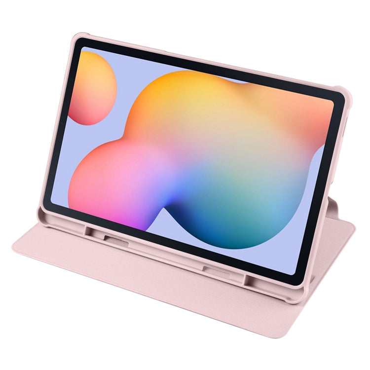 For Samsung Galaxy Tab S6 Lite P610 Acrylic 360 Degree Rotation Smart Tablet Leather Case(Sand Pink) by bashfashion
