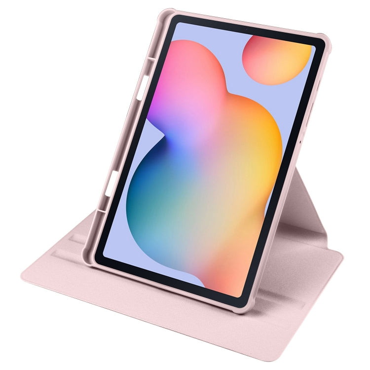 For Samsung Galaxy Tab S6 Lite P610 Acrylic 360 Degree Rotation Smart Tablet Leather Case(Sand Pink) by bashfashion
