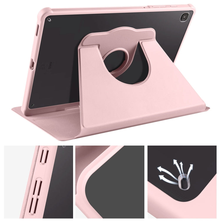 For Samsung Galaxy Tab S6 Lite P610 Acrylic 360 Degree Rotation Smart Tablet Leather Case(Sand Pink) by bashfashion