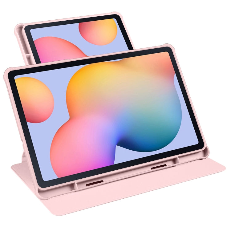 For Samsung Galaxy Tab S6 Lite P610 Acrylic 360 Degree Rotation Smart Tablet Leather Case(Sand Pink) by bashfashion