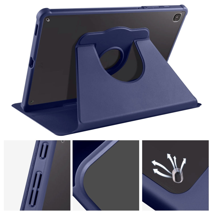 For Samsung Galaxy Tab S6 Lite P610 Acrylic 360 Degree Rotation Smart Tablet Leather Case(Dark Blue) by bashfashion