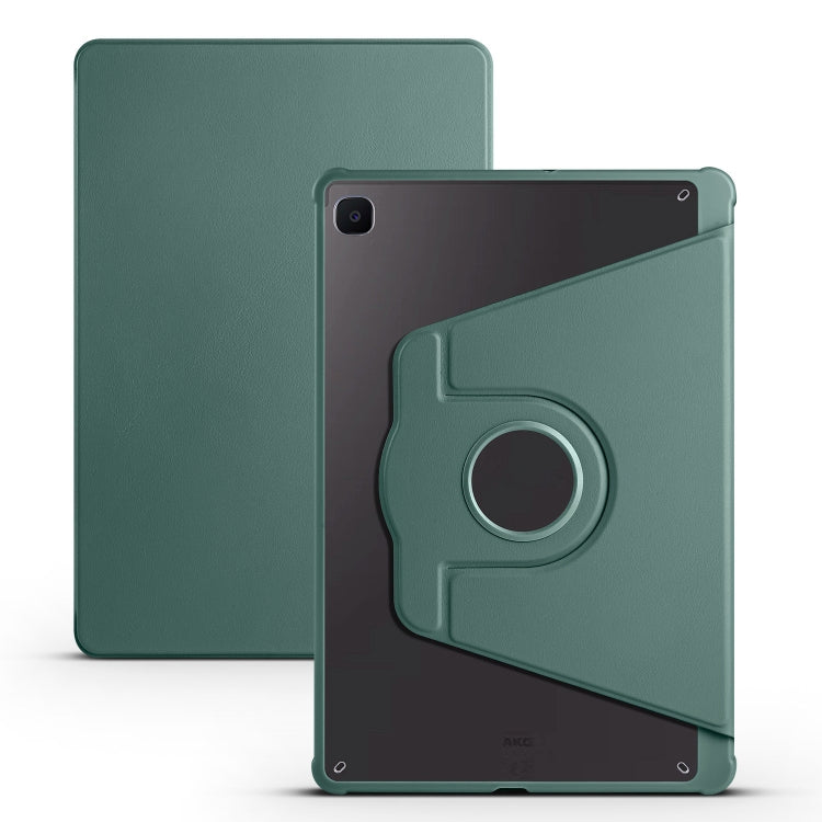 For Samsung Galaxy Tab S6 Lite P610 Acrylic 360 Degree Rotation Smart Tablet Leather Case(Dark Green) by bashfashion