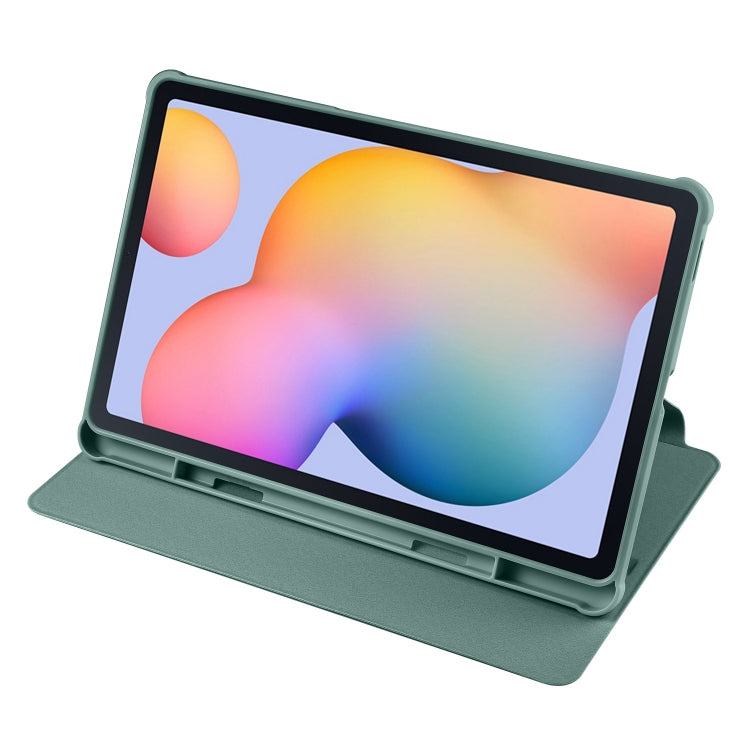 For Samsung Galaxy Tab S6 Lite P610 Acrylic 360 Degree Rotation Smart Tablet Leather Case(Dark Green) by bashfashion