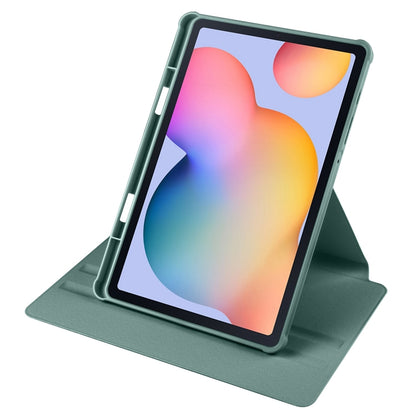 For Samsung Galaxy Tab S6 Lite P610 Acrylic 360 Degree Rotation Smart Tablet Leather Case(Dark Green) by bashfashion