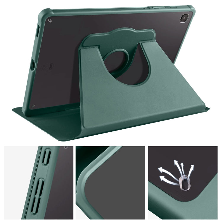 For Samsung Galaxy Tab S6 Lite P610 Acrylic 360 Degree Rotation Smart Tablet Leather Case(Dark Green) by bashfashion