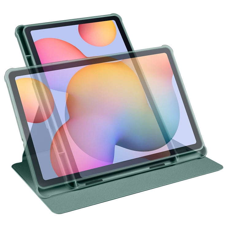 For Samsung Galaxy Tab S6 Lite P610 Acrylic 360 Degree Rotation Smart Tablet Leather Case(Dark Green) by bashfashion