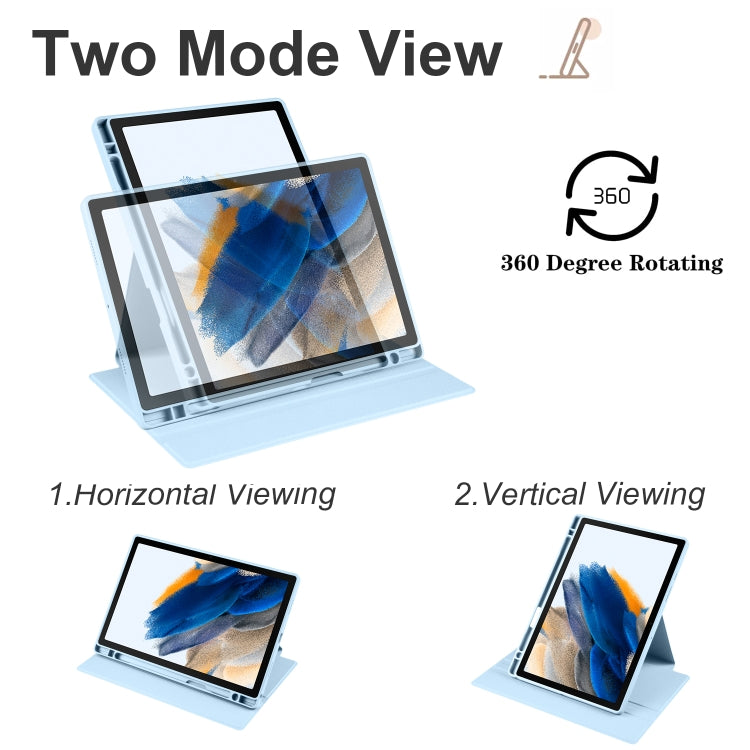 For Samsung Galaxy Tab A8 Acrylic 360 Degree Rotation Smart Tablet Leather Case(Ice Blue) by bashfashion