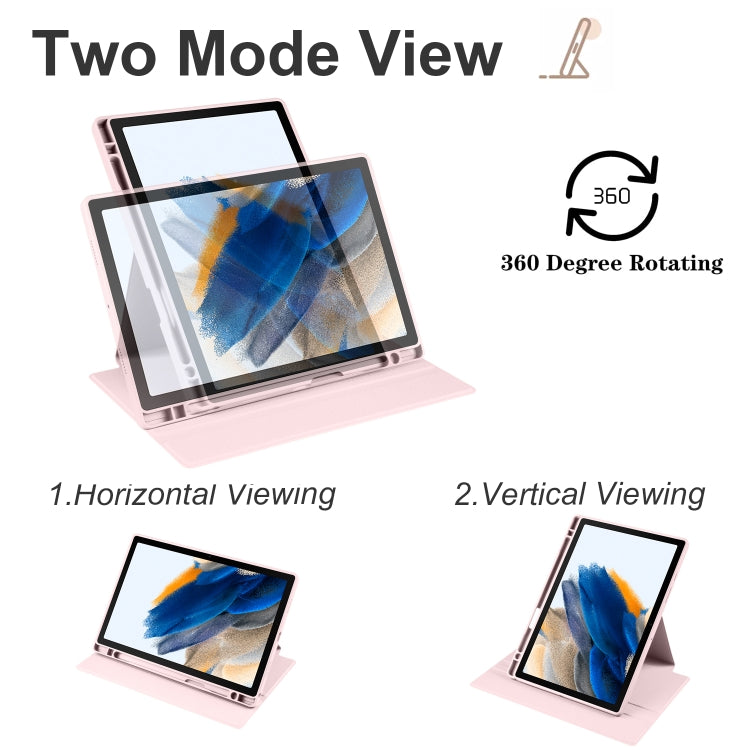 For Samsung Galaxy Tab A8 Acrylic 360 Degree Rotation Smart Tablet Leather Case(Sand Pink) by bashfashion