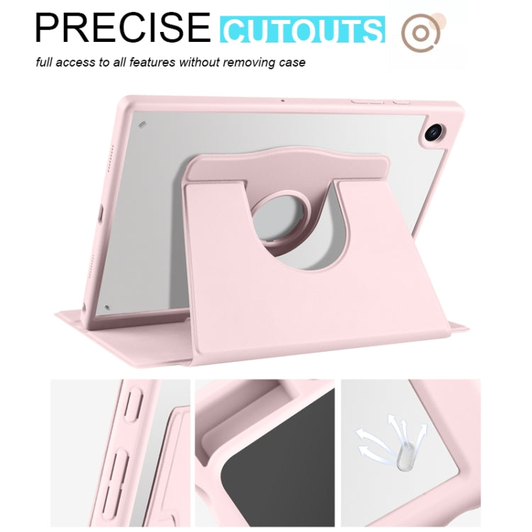 For Samsung Galaxy Tab A8 Acrylic 360 Degree Rotation Smart Tablet Leather Case(Sand Pink) by bashfashion