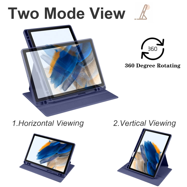 For Samsung Galaxy Tab A8 Acrylic 360 Degree Rotation Smart Tablet Leather Case(Dark Blue) by bashfashion