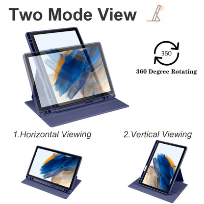 For Samsung Galaxy Tab A8 Acrylic 360 Degree Rotation Smart Tablet Leather Case(Dark Blue) by bashfashion