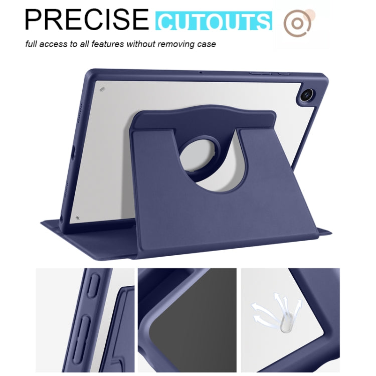 For Samsung Galaxy Tab A8 Acrylic 360 Degree Rotation Smart Tablet Leather Case(Dark Blue) by bashfashion
