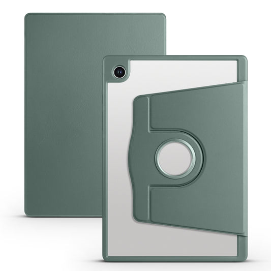 For Samsung Galaxy Tab A8 Acrylic 360 Degree Rotation Smart Tablet Leather Case(Dark Green) by bashfashion