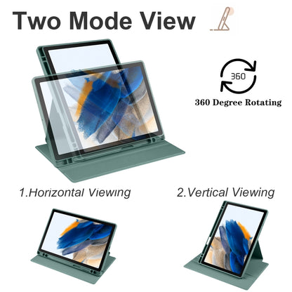 For Samsung Galaxy Tab A8 Acrylic 360 Degree Rotation Smart Tablet Leather Case(Dark Green) by bashfashion