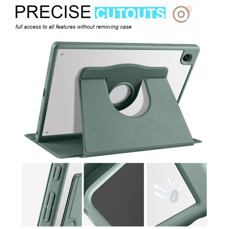 For Samsung Galaxy Tab A8 Acrylic 360 Degree Rotation Smart Tablet Leather Case(Dark Green) by bashfashion