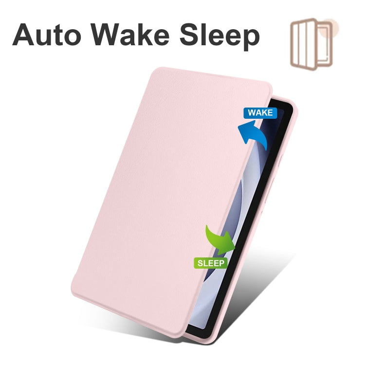 For Samsung Galaxy Tab A11 / A9 Acrylic 360 Degree Rotation Smart Tablet Leather Case(Sand Pink) by bashfashion