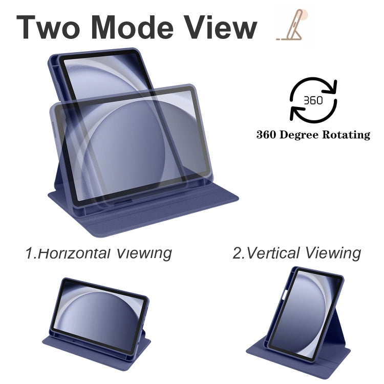 For Samsung Galaxy Tab A11 / A9 Acrylic 360 Degree Rotation Smart Tablet Leather Case(Dark Blue) by bashfashion