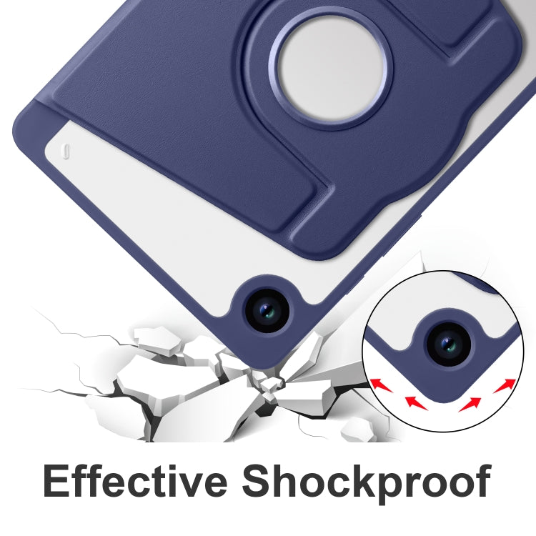 For Samsung Galaxy Tab A11 / A9 Acrylic 360 Degree Rotation Smart Tablet Leather Case(Dark Blue) by bashfashion