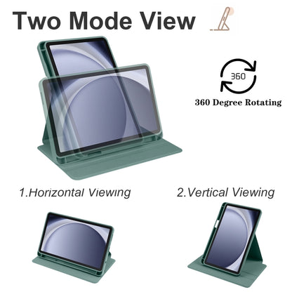 For Samsung Galaxy Tab A11 / A9 Acrylic 360 Degree Rotation Smart Tablet Leather Case(Dark Green) by bashfashion