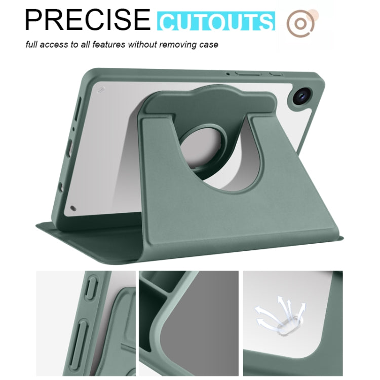 For Samsung Galaxy Tab A11 / A9 Acrylic 360 Degree Rotation Smart Tablet Leather Case(Dark Green) by bashfashion