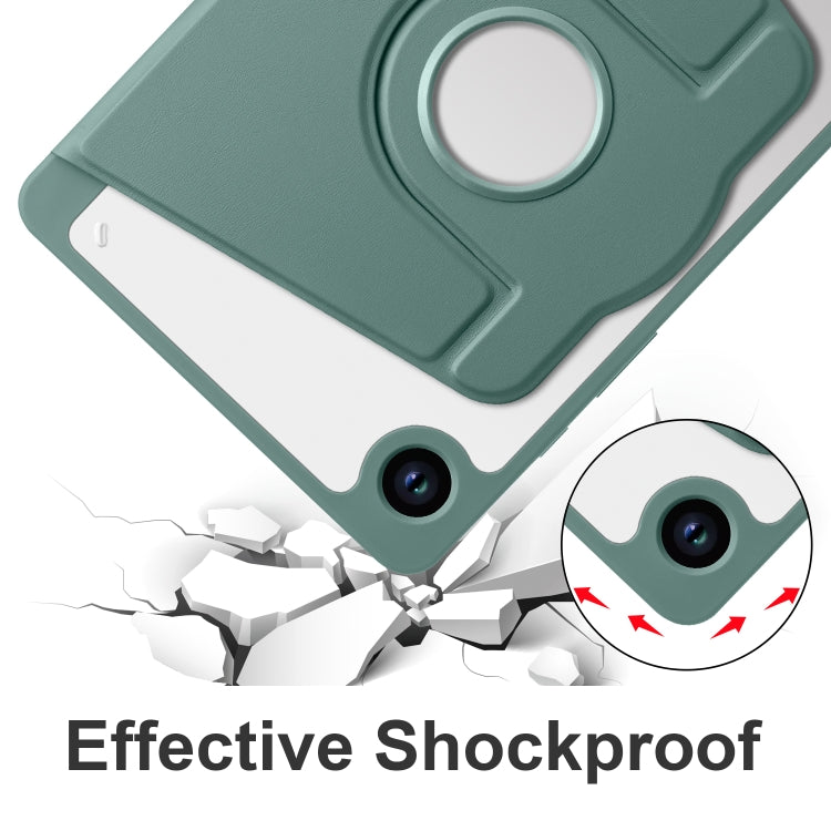 For Samsung Galaxy Tab A11 / A9 Acrylic 360 Degree Rotation Smart Tablet Leather Case(Dark Green) by bashfashion