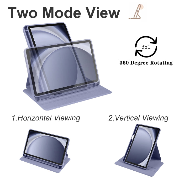 For Samsung Galaxy Tab A11 / A9 Acrylic 360 Degree Rotation Smart Tablet Leather Case(Lavender Purple) by bashfashion