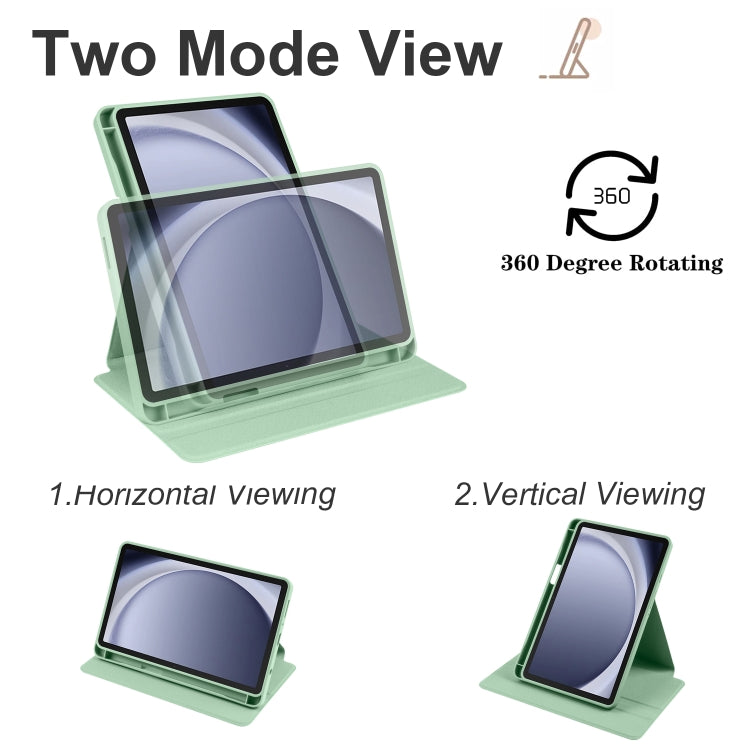 For Samsung Galaxy Tab A11 / A9 Acrylic 360 Degree Rotation Smart Tablet Leather Case(Green) by bashfashion