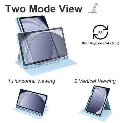 For Samsung Galaxy Tab A9+ Acrylic 360 Degree Rotation Smart Tablet Leather Case(Ice Blue) by bashfashion