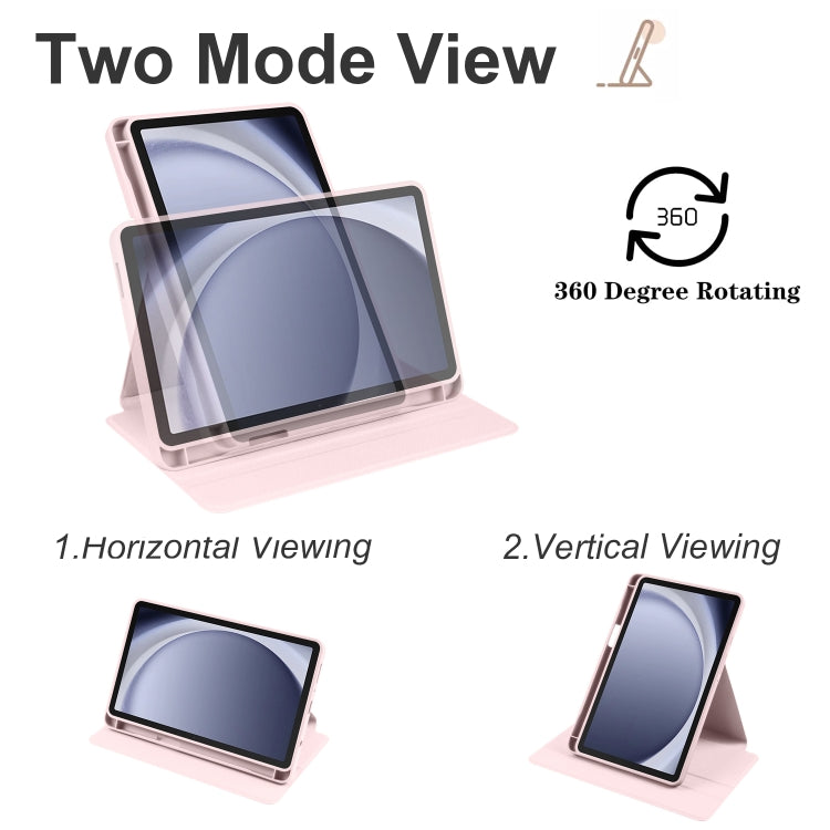 For Samsung Galaxy Tab A9+ Acrylic 360 Degree Rotation Smart Tablet Leather Case(Sand Pink) by bashfashion