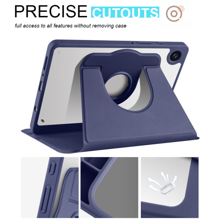 For Samsung Galaxy Tab A9+ Acrylic 360 Degree Rotation Smart Tablet Leather Case(Dark Blue) by bashfashion