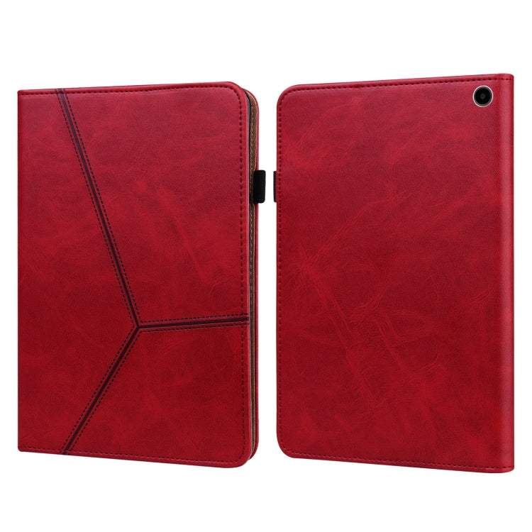 For Amazon Fire Max 11 Embossed Striped Leather Tablet Case(Red) by bashfashion