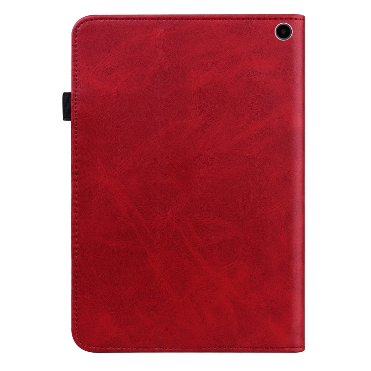 For Amazon Fire Max 11 Embossed Striped Leather Tablet Case(Red) by bashfashion