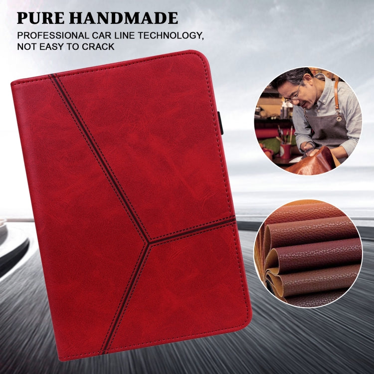 For Amazon Fire Max 11 Embossed Striped Leather Tablet Case(Red) by bashfashion
