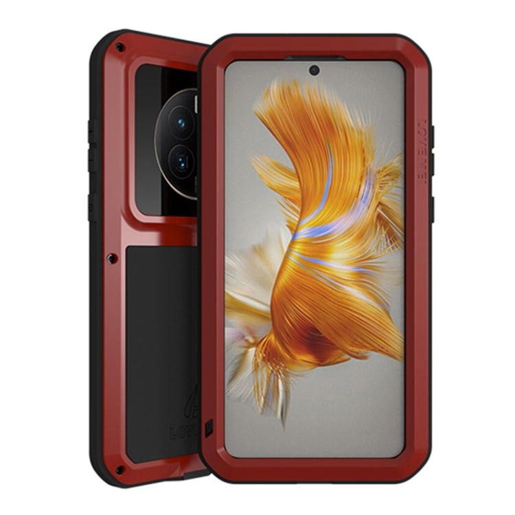 For Huawei Mate 50 LOVE MEI POWERFUL Metal Shockproof Life Waterproof Dustproof Phone Case(Red) by LOVE MEI