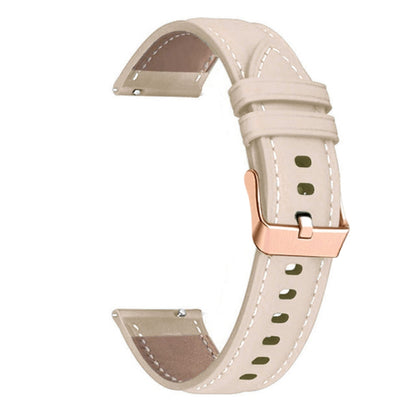 For Garmin Venu / SQ / SQ2 / Venu 2 Plus 20mm Rose Gold Buckle Genuine Leather Watch Band(Apricot) by bashfashion