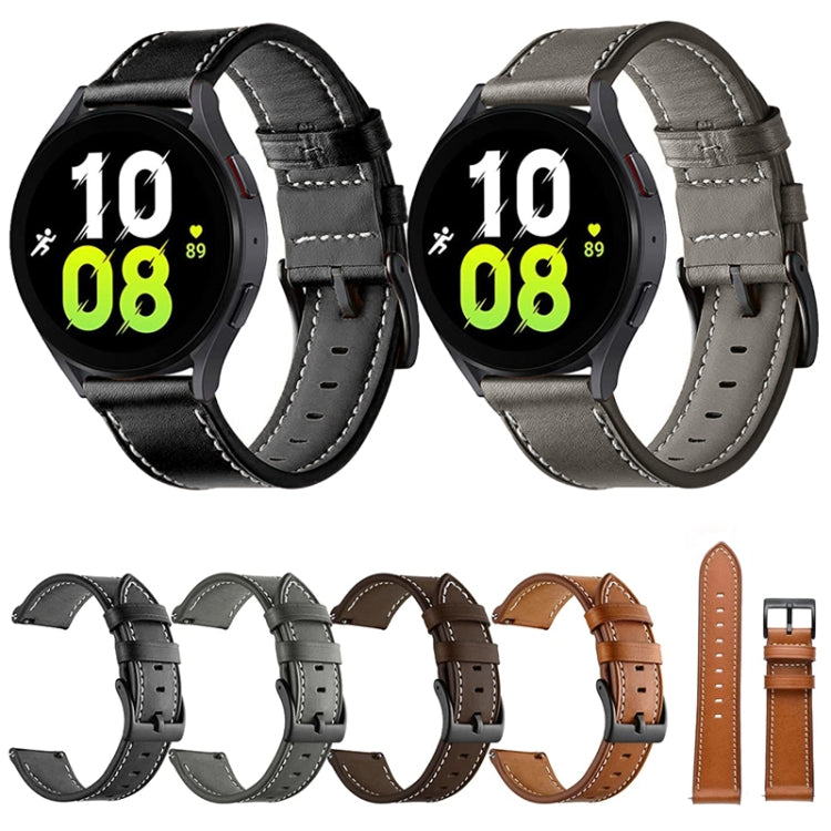 For Garmin Venu / SQ / SQ2 / Venu 2 Plus Stitching Black Buckle Genuine Leather Watch Band(Black) by bashfashion