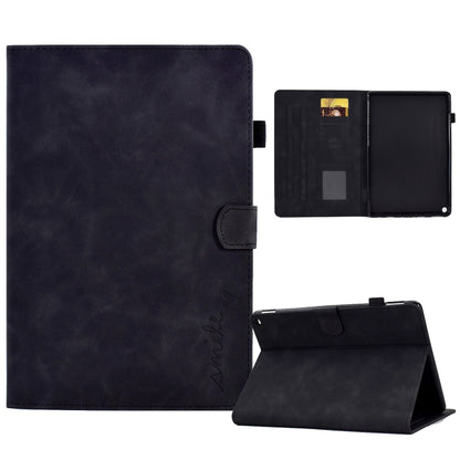 For Amazon Fire Max 11 2023 Embossed Smile Flip Smart Leather Tablet Case(Black) by bashfashion