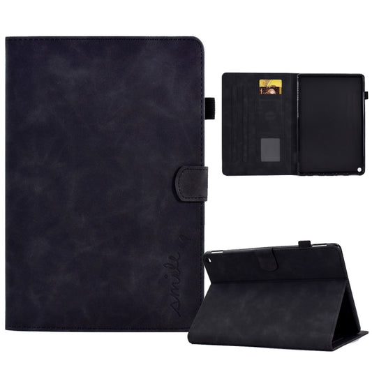 For Amazon Fire Max 11 2023 Embossed Smile Flip Smart Leather Tablet Case(Black) by bashfashion