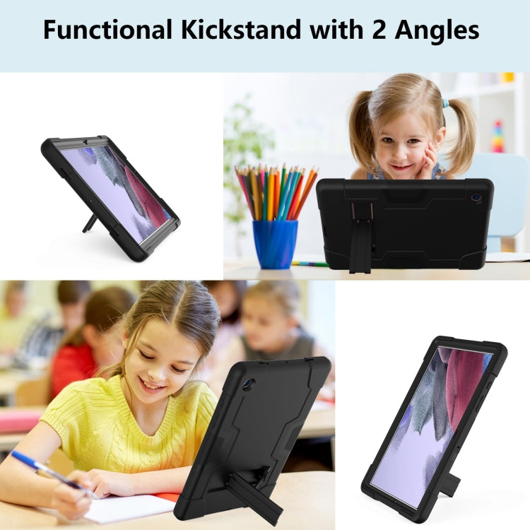 For Samsung Galaxy Tab A8 Contrast Color Robot Silicone Hybrid PC Tablet Case with Holder(Black) by bashfashion