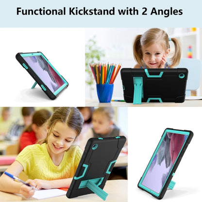 For Samsung Galaxy Tab A8 Contrast Color Robot Silicone Hybrid PC Tablet Case with Holder(Black Mint Green) by bashfashion