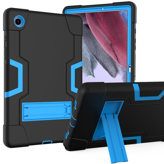 For Samsung Galaxy Tab A8 Contrast Color Robot Silicone Hybrid PC Tablet Case with Holder(Black Blue) by bashfashion