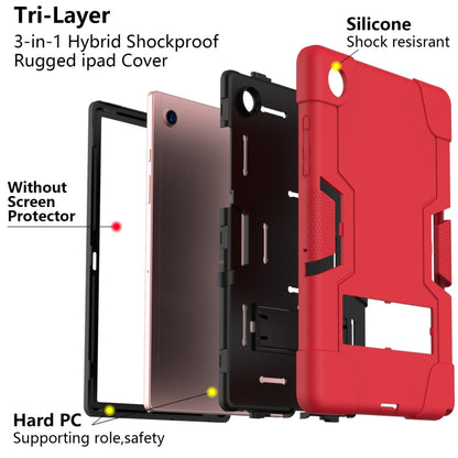 For Samsung Galaxy Tab A8 Contrast Color Robot Silicone Hybrid PC Tablet Case with Holder(Red Black) by bashfashion