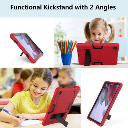 For Samsung Galaxy Tab A8 Contrast Color Robot Silicone Hybrid PC Tablet Case with Holder(Red Black) by bashfashion