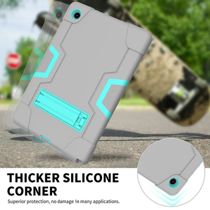 For Samsung Galaxy Tab A8 Contrast Color Robot Silicone Hybrid PC Tablet Case with Holder(Grey Mint Green) by bashfashion