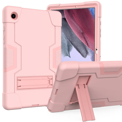 For Samsung Galaxy Tab A8 Contrast Color Robot Silicone Hybrid PC Tablet Case with Holder(Rose Gold) by bashfashion
