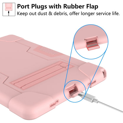 For Samsung Galaxy Tab A8 Contrast Color Robot Silicone Hybrid PC Tablet Case with Holder(Rose Gold) by bashfashion