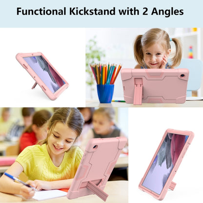 For Samsung Galaxy Tab A8 Contrast Color Robot Silicone Hybrid PC Tablet Case with Holder(Rose Gold) by bashfashion