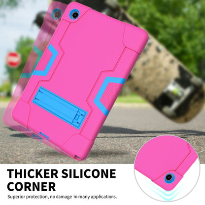 For Samsung Galaxy Tab A8 Contrast Color Robot Silicone Hybrid PC Tablet Case with Holder(Rose Red Blue) by bashfashion