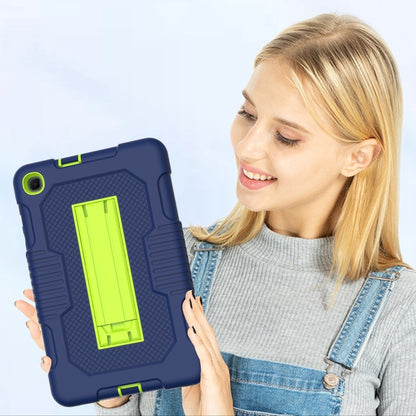 For Samsung Galaxy A 8.4 T307 Contrast Color Robot B2 Silicone Hybrid PC Tablet Case with Holder(Navy Blue Yellow Green) by bashfashion